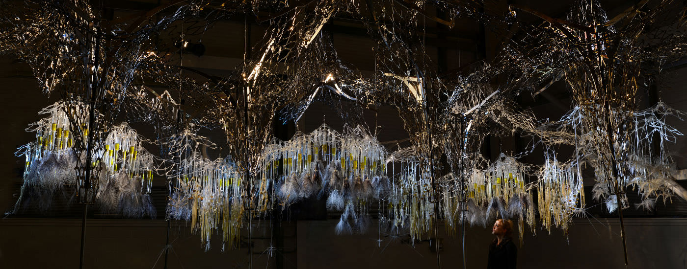 Horizontal detail showing responsive sculpture in installation environment